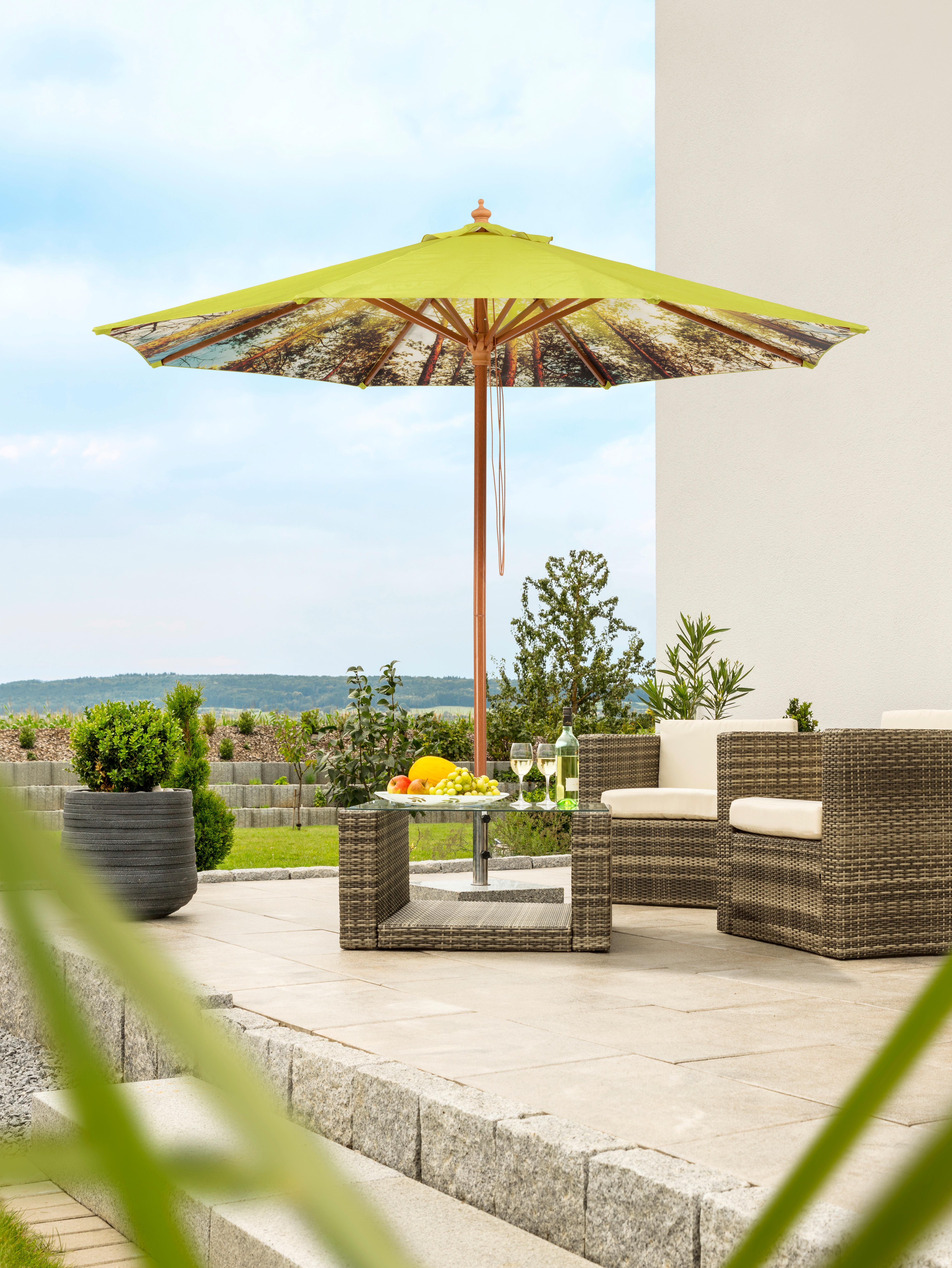 Sonnenschirm Malaga BxHxT: 300x257x300 cm Waldgrün - Waldgrün/Buchefarben, Basics, Textil/Metall (300/257cm) - Schneider
