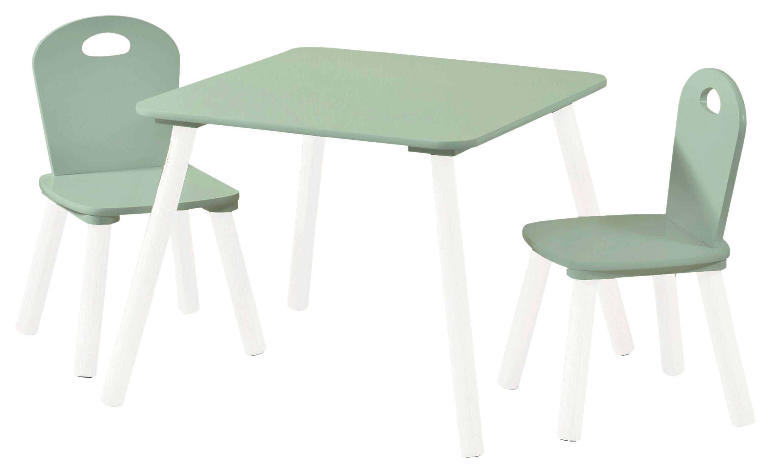 Kindersitzgruppe Mit 2 Stühlen Weiß Mint - Weiß/Mintgrün, Basics, Holzwerkstoff (55/55/45cm) - Kesper
