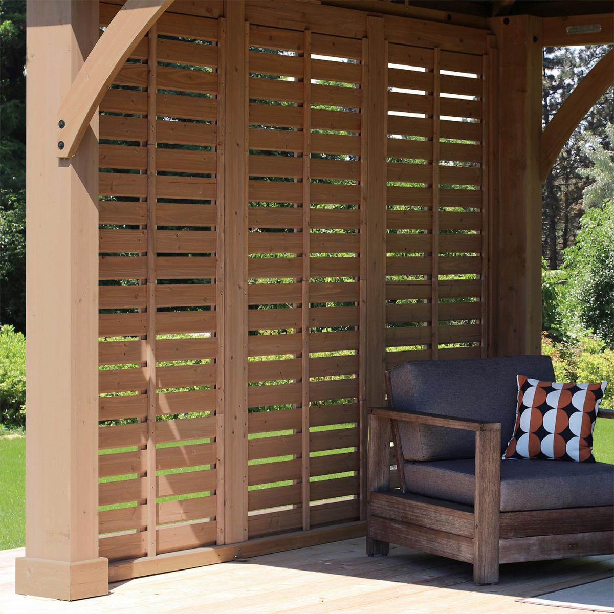 Pavillon-seitenteil 322,6x226,7 Cm Wetterfest - Naturfarben, Basics, Holz (322,6/226,7/7,6cm)
