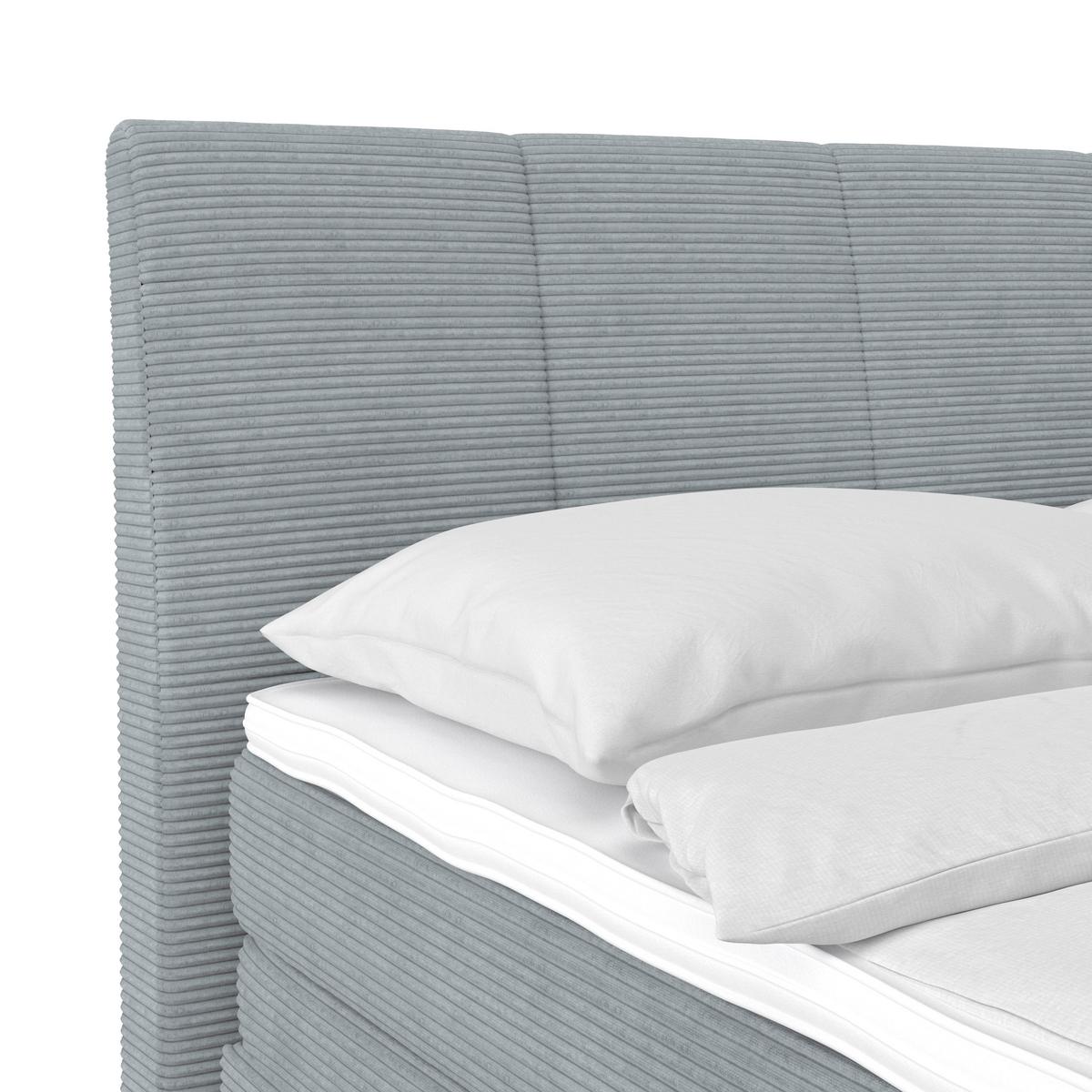 Boxspringbett Libra - Graublau/Schwarz, KONVENTIONELL, Textil (160/200cm)