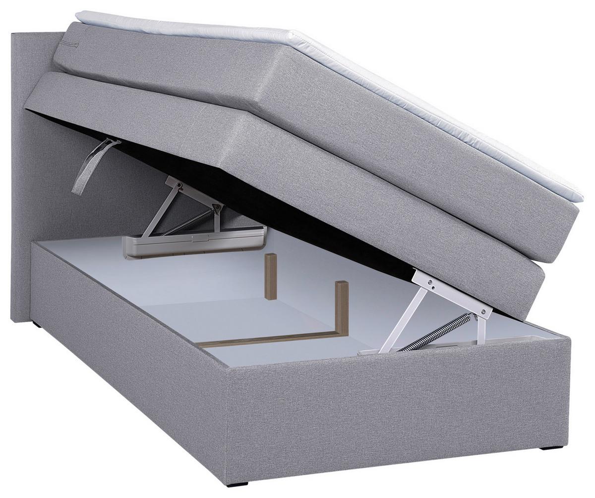 Boxspringbett Siam 2 90x200 Silber - Silberfarben/Schwarz, MODERN, Holzwerkstoff/Textil (90/200cm)