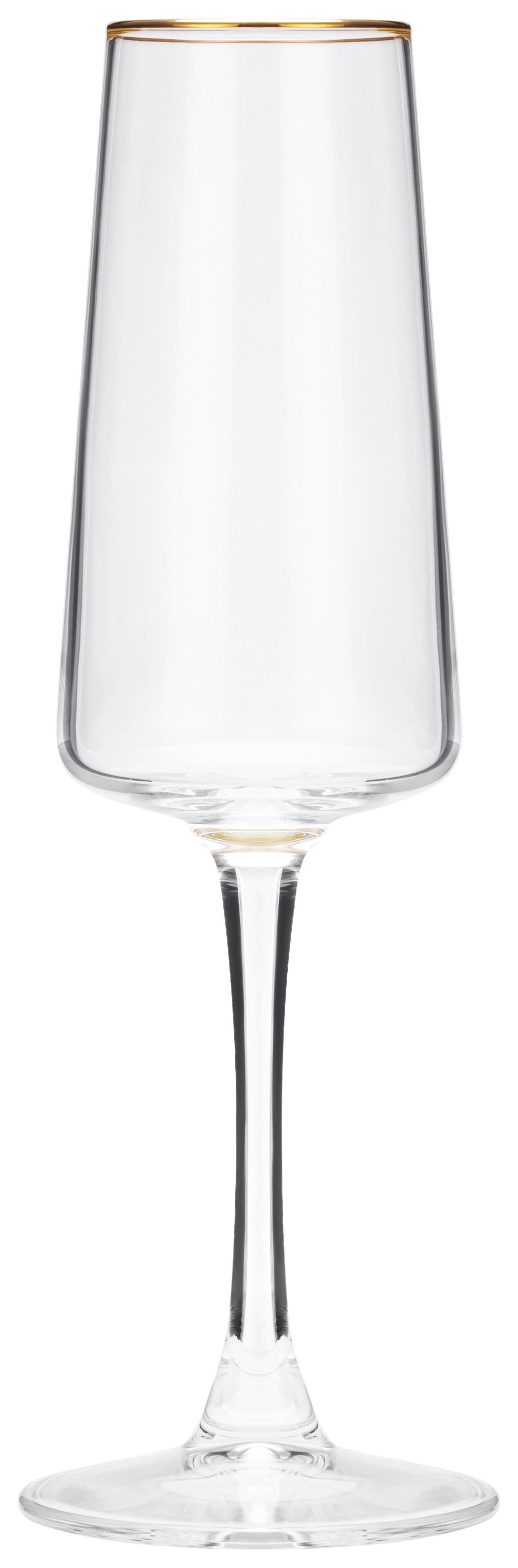 CHAMPAGNERGLAS WINONA - Klar/Goldfarben, Basics, Glas (4.5/22.5cm) - Luca Bessoni