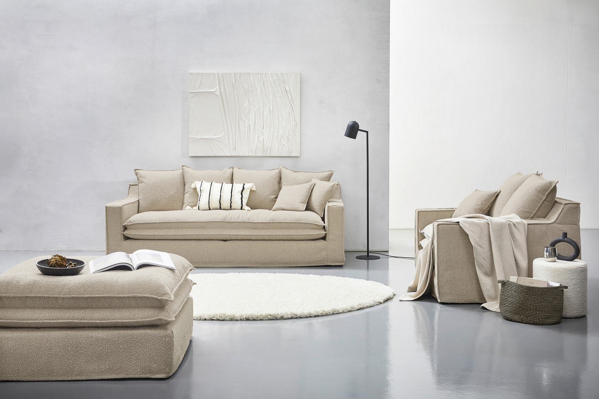 Sessel Aurora - Beige/Schwarz, Trend, Textil (129/92/105cm) - Livetastic