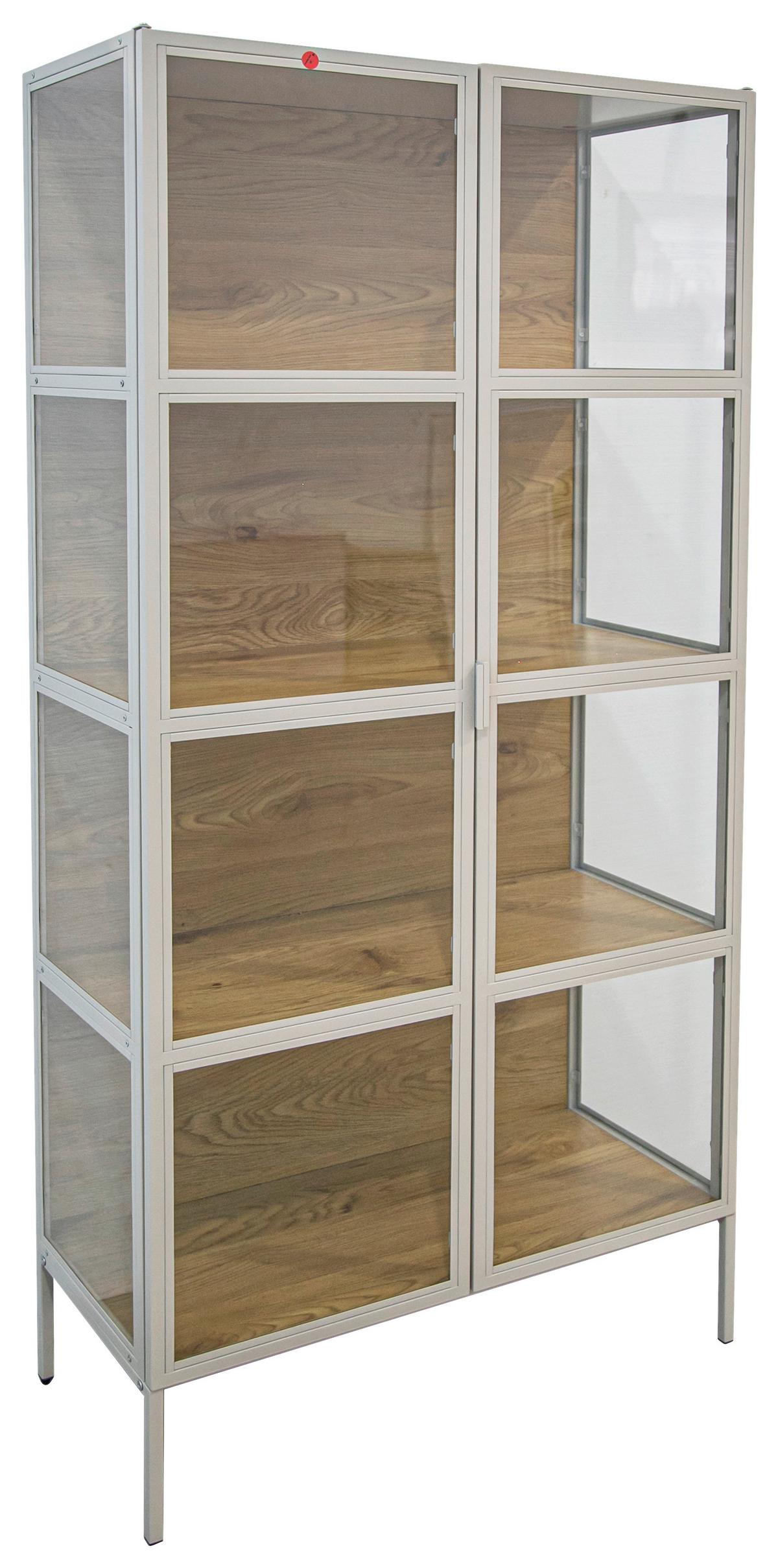 Vitrína Bray, š: 80 cm - barvy dubu/béžová, Moderní, kov/kompozitní dřevo (80/172/35cm) - Mömax