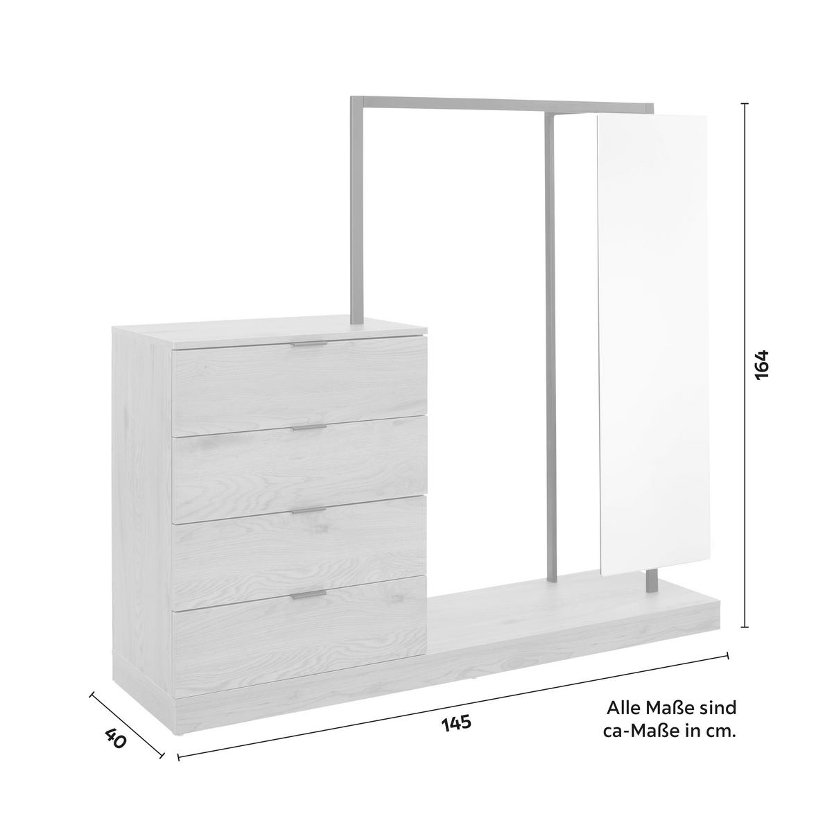 Predsieňový nábytok CONNOR farba dubu - čierna/farba duba, Modern, kov/drevo (145/130/40cm) - Bessagi Home