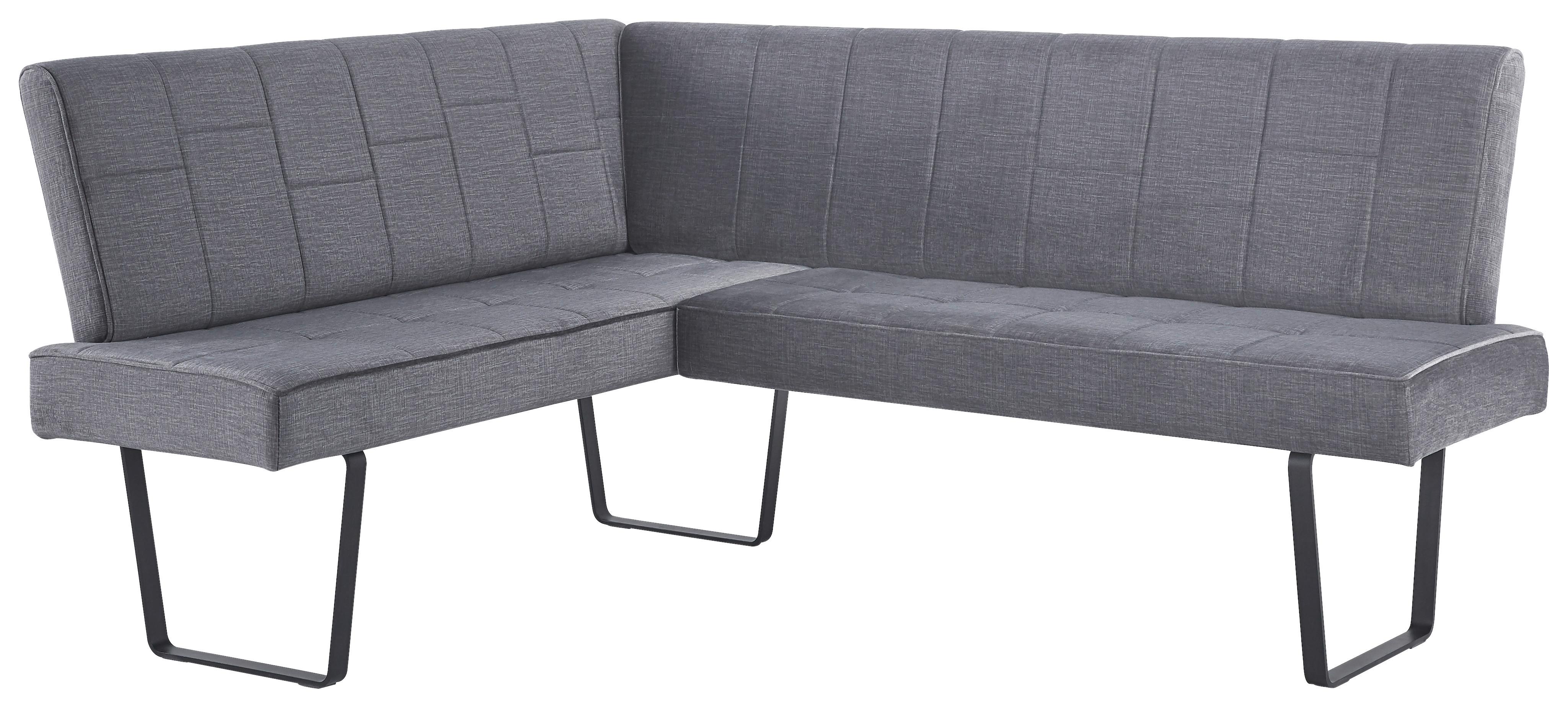 Eckbank Tilos Samt Dunkelgrau, S: 150x190 Cm - Dunkelgrau, KONVENTIONELL, Textil/Metall (190/150/88/62cm) - MID.YOU
