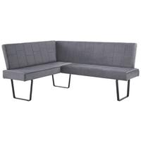 Eckbank Tilos Samt Dunkelgrau, S: 150x190 Cm - Dunkelgrau, KONVENTIONELL, Textil/Metall (190/150/88/62cm) - MID.YOU