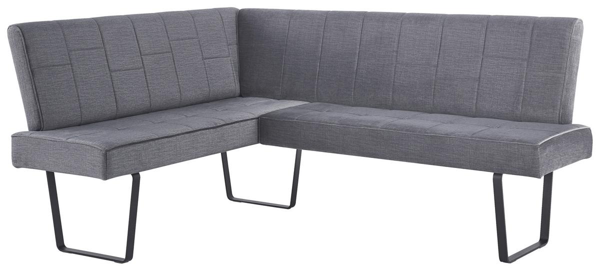 Eckbank Tilos Samt Dunkelgrau, S: 150x190 Cm - Dunkelgrau, KONVENTIONELL, Textil/Metall (190/150/88/62cm) - MID.YOU