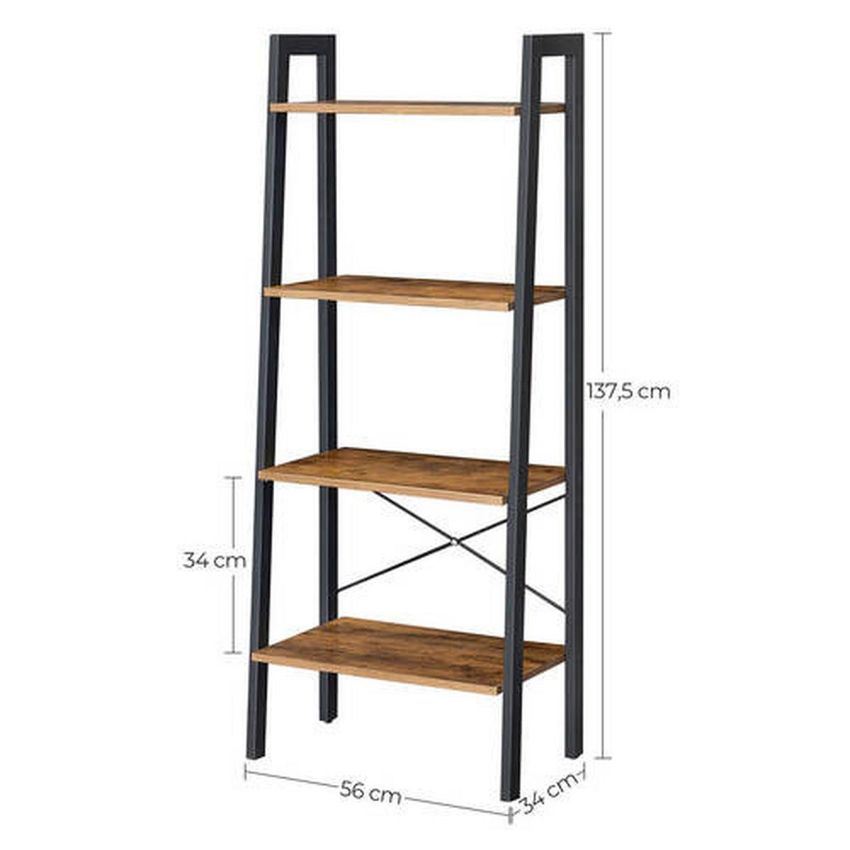 Regál IRON - hnedá/čierna, Basics, kompozitné drevo (56/137,5/34cm) - Boxxx