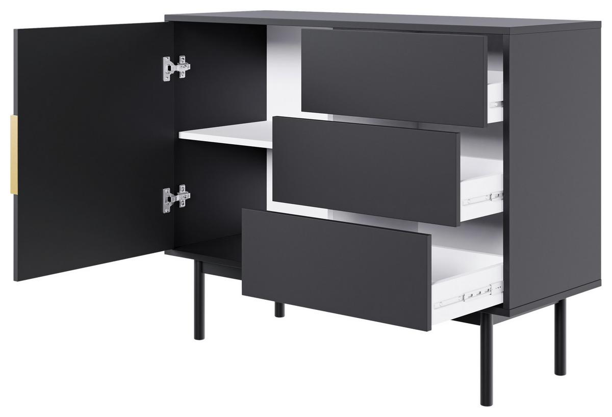 Komoda AVIV - černá/barvy zlata, Design, kov/kompozitní dřevo (104/82/39cm) - MID.YOU