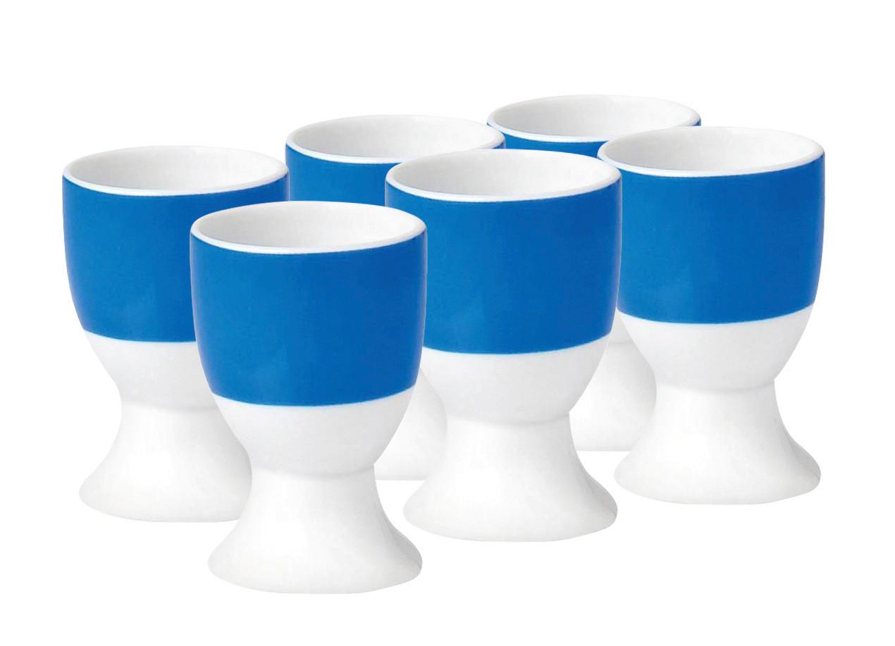 Eierbecherset Blau Weiß 6-teilig B: 16,5 cm - Blau/Weiß, Basics, Keramik (16,5/7/11cm) - Van Well