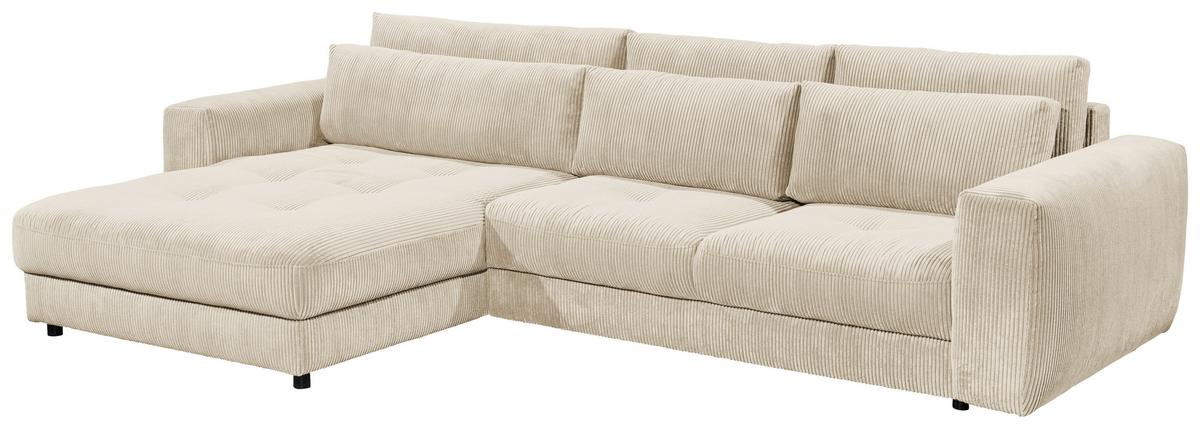Ecksofa Barura 2s. Urc Creme S: 194/333 Cm - Creme/Schwarz, KONVENTIONELL, Holzwerkstoff/Textil (194/333cm) - MID.YOU