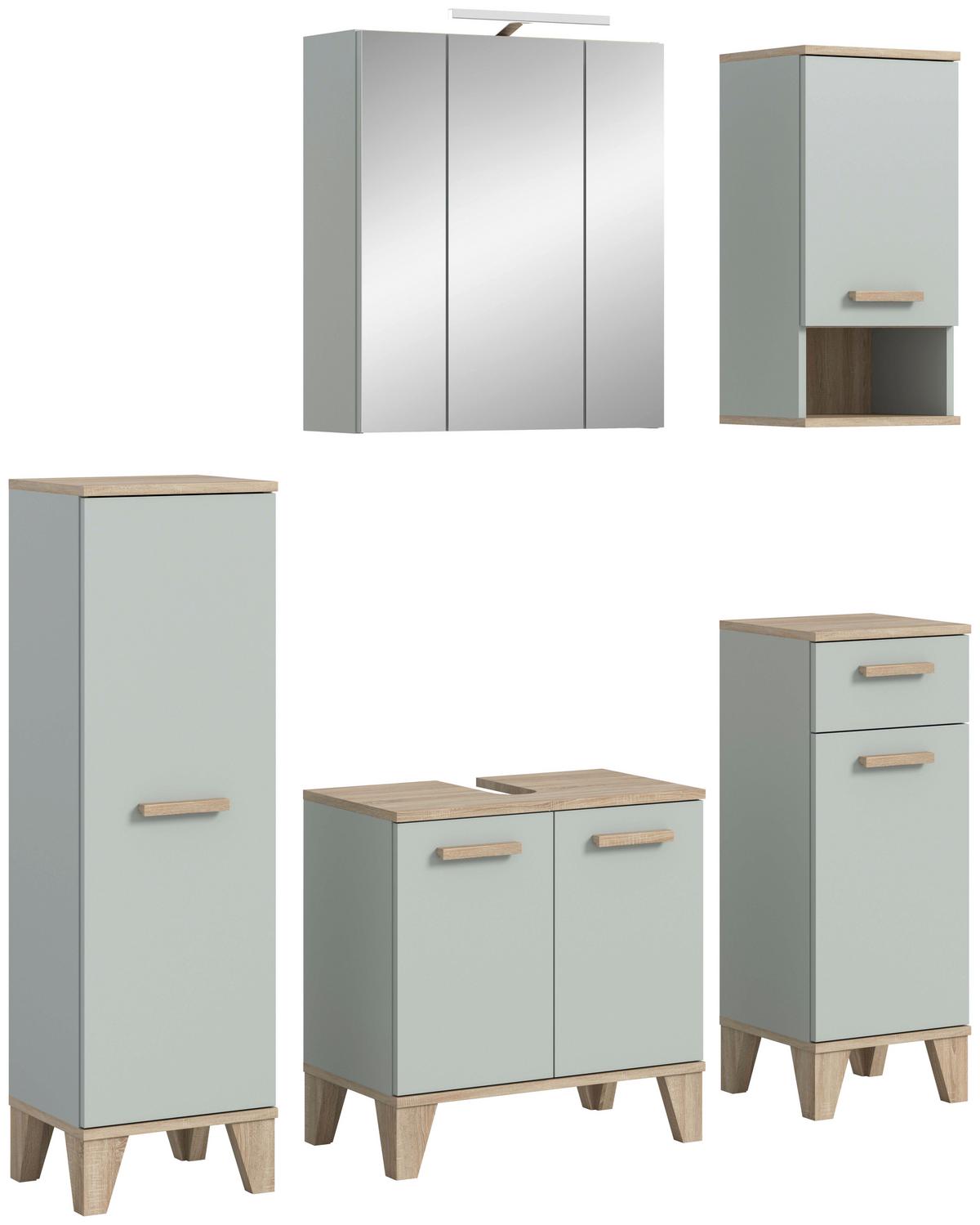 Badezimmer Star Hellgrün/Eiche Dekor B: 128cm - Eichefarben/Hellgrün, MODERN, Holzwerkstoff (128/184/31cm) - MID.YOU