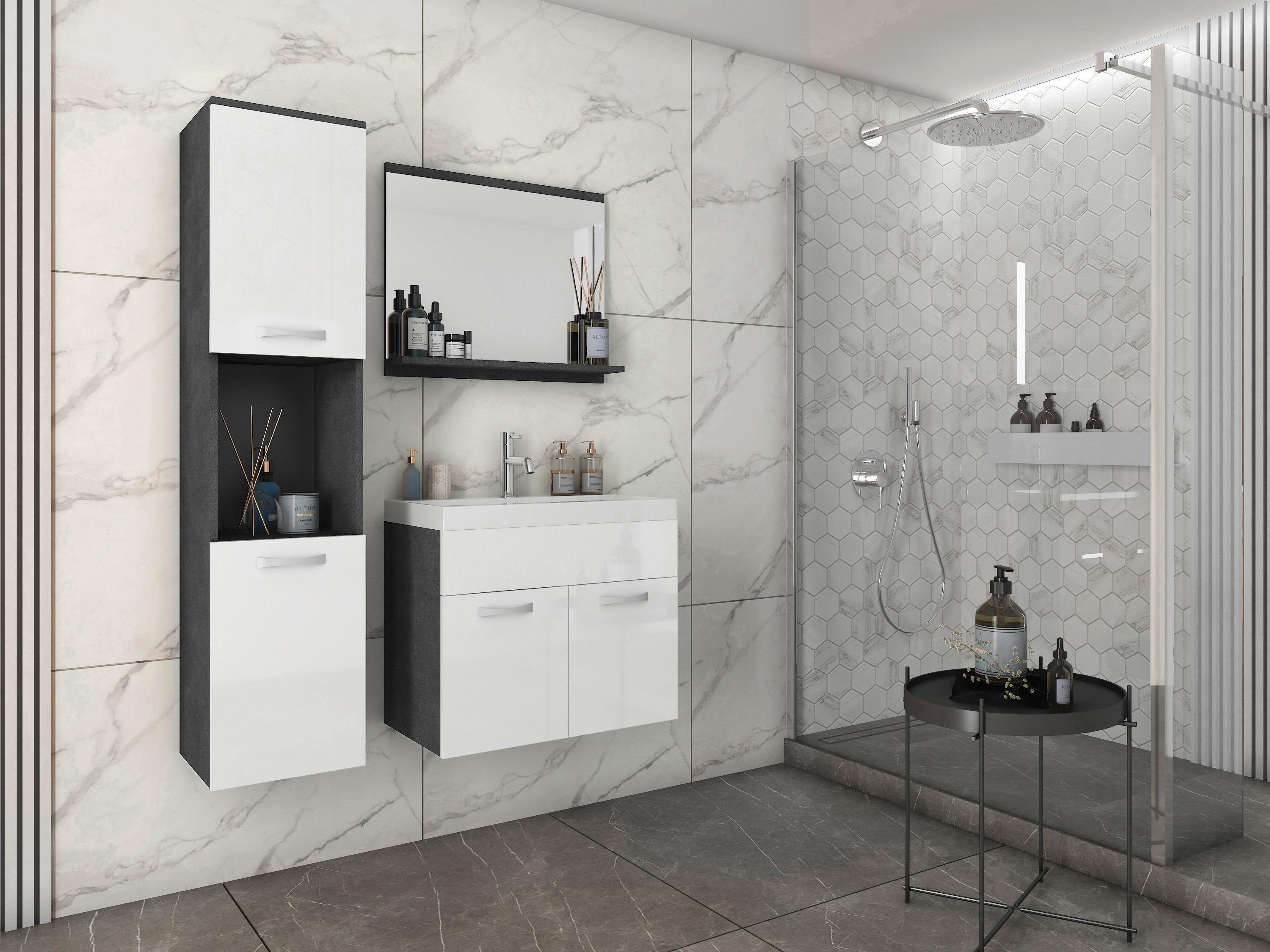 Badezimmer in Weiß und Anthrazit