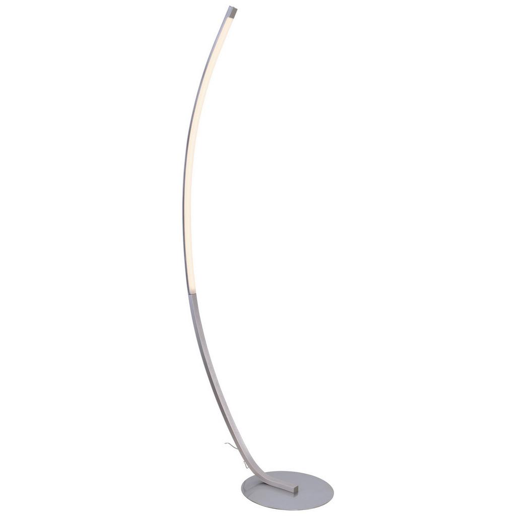 LED-Stehlampe Britta dimmbar Nickelfarben, schlank gebogen