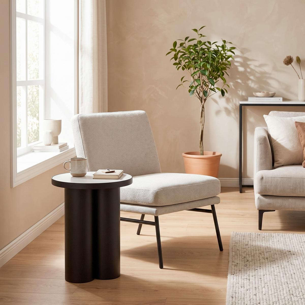 PRÍRUČNÝ STOLÍK LYON -TREND- - čierna/biela, Modern, kov/kameň (41/50cm) - Premium Living