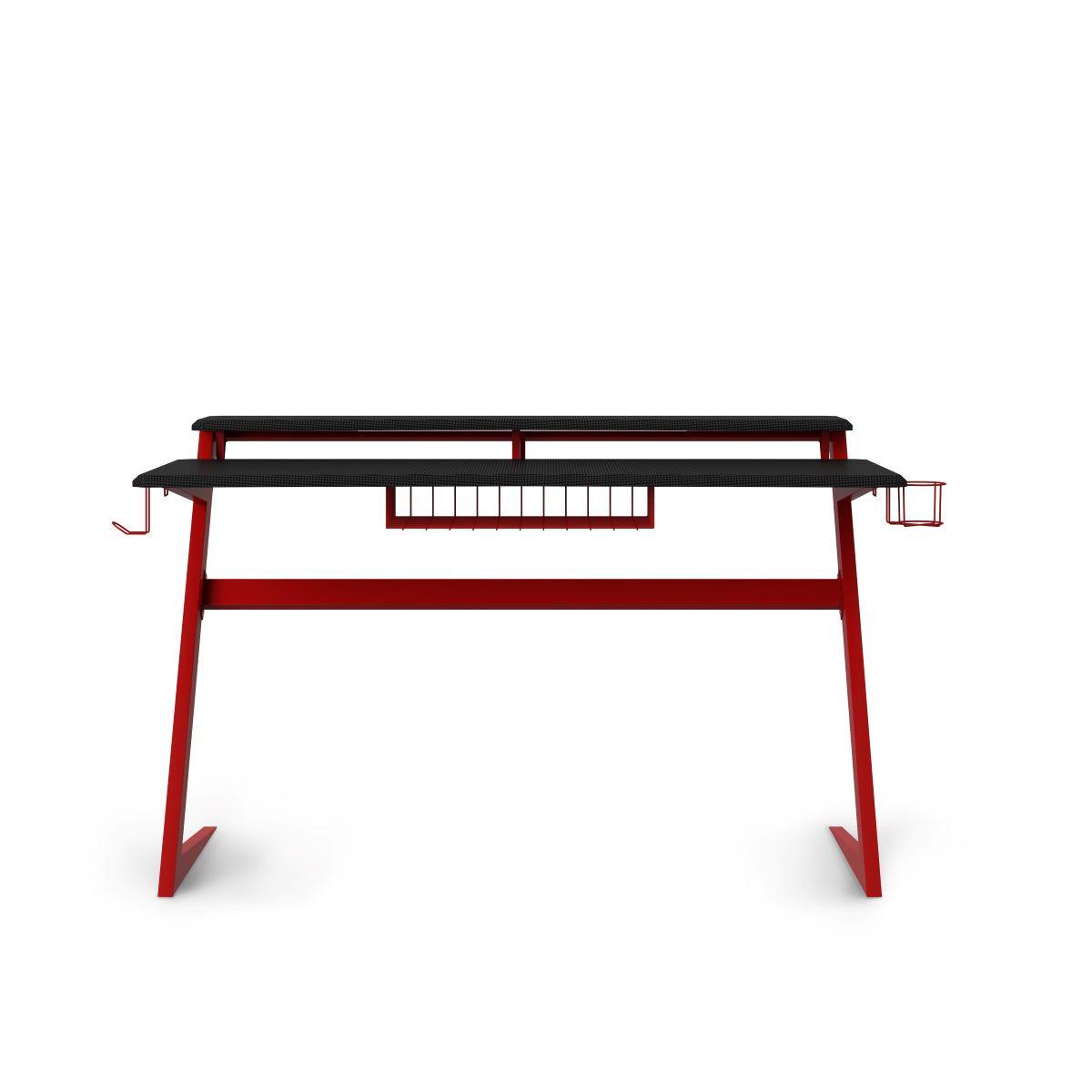 Gamingtisch Aries Schwarz L: 137 Cm - Rot/Schwarz, Design, Holzwerkstoff/Metall (137/83/68cm) - MID.YOU