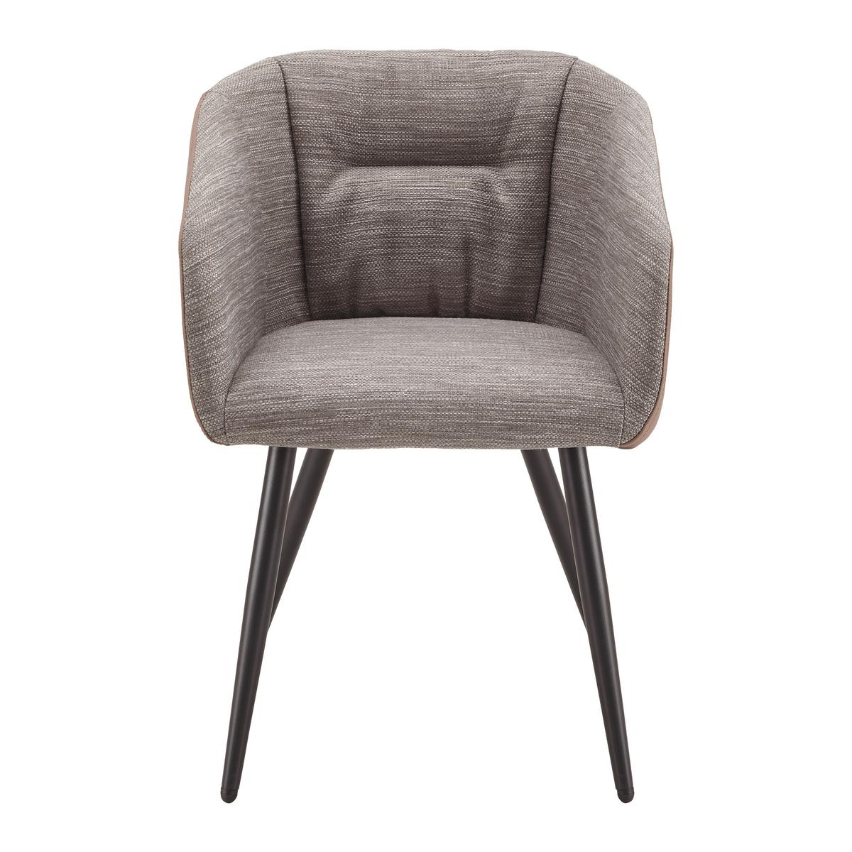 Jedálenská stolička Bianco pravá koža hnedá - hnedá/čierna, Modern, kov/koža (55,5/75,5/58cm) - Bessagi Home