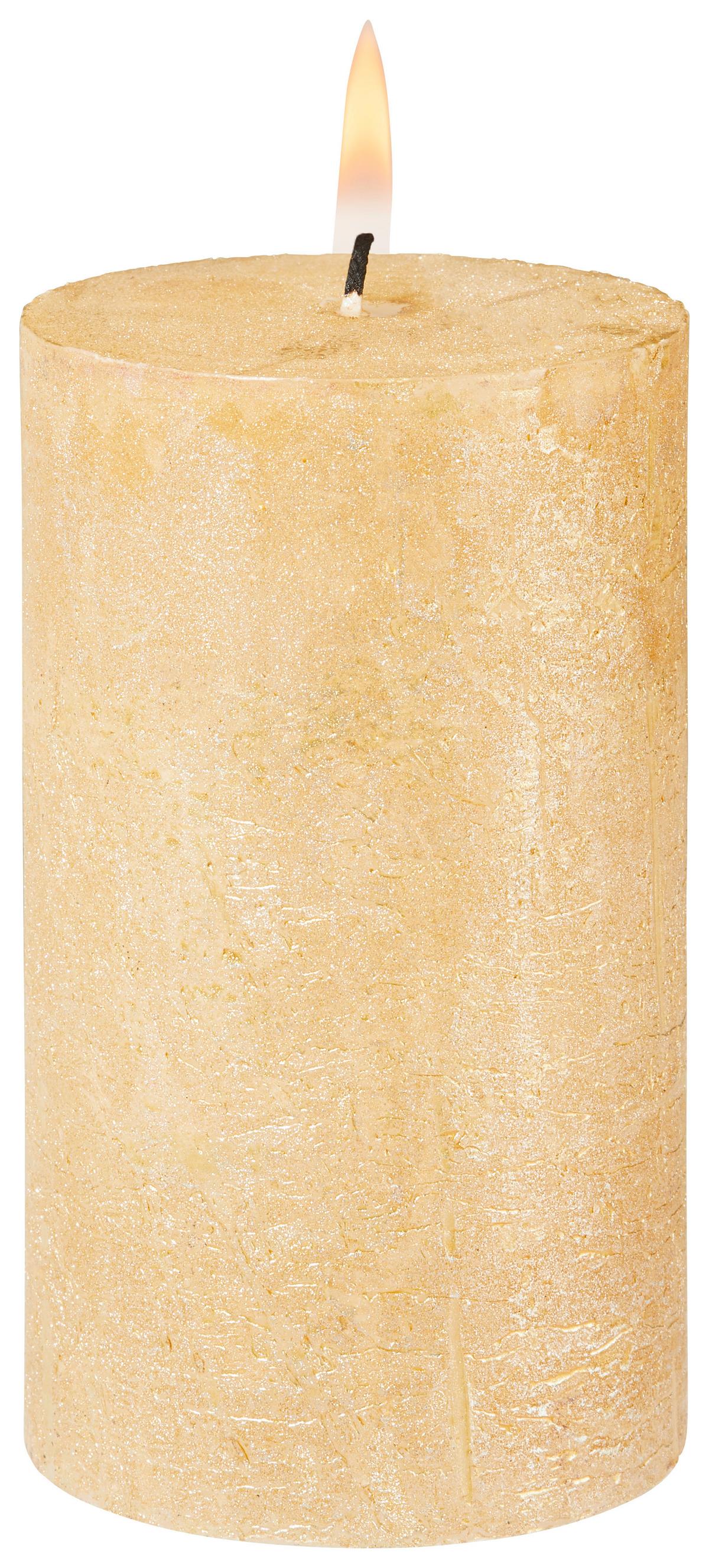 Válcová svíčka Shiny, 6,8/12cm - šedá/měděné barvy (6,8/12cm) - Modern Living