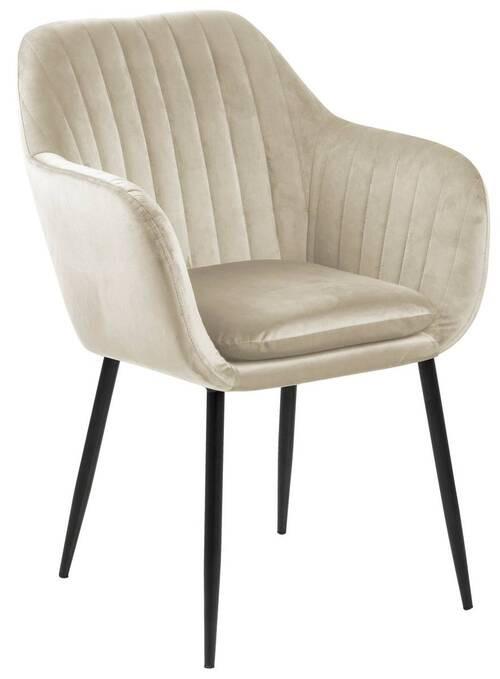 Židle s područkami EMILIA béžová - černá/pískové barvy, Trend, kov/textil (57/83/61cm) - MID.YOU