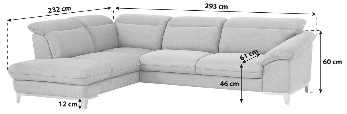 Ecksofa Mit Schlaffunktion Teresa Dunkelgrau 232x293 Cm - Chromfarben/Dunkelgrau, Design, Textil (232/293cm) - Livetastic