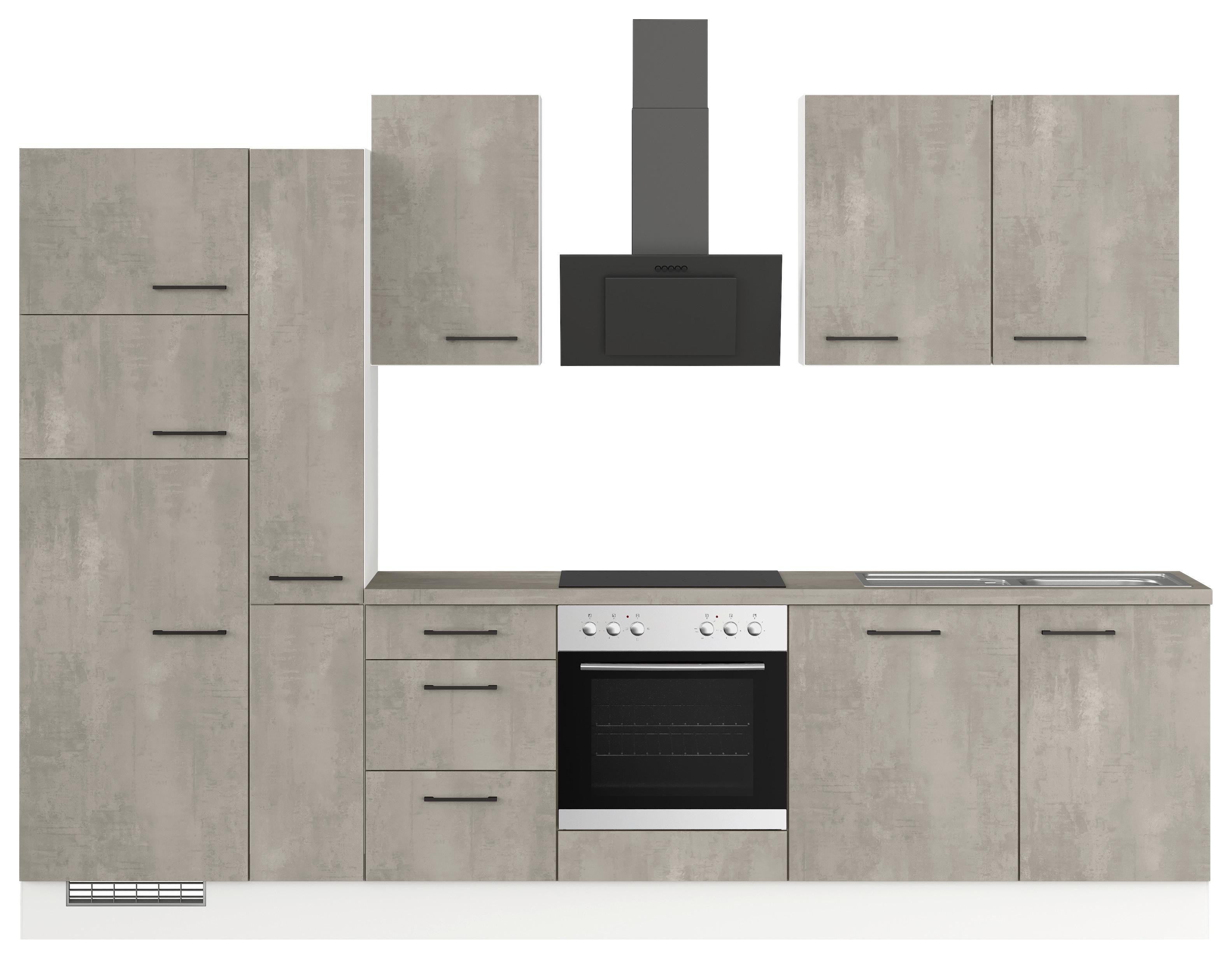 Küchenblock Ip120 Weiß/grau B: 310 Cm - Eichefarben/Weiß, Trend, Holzwerkstoff (310cm) - Impuls