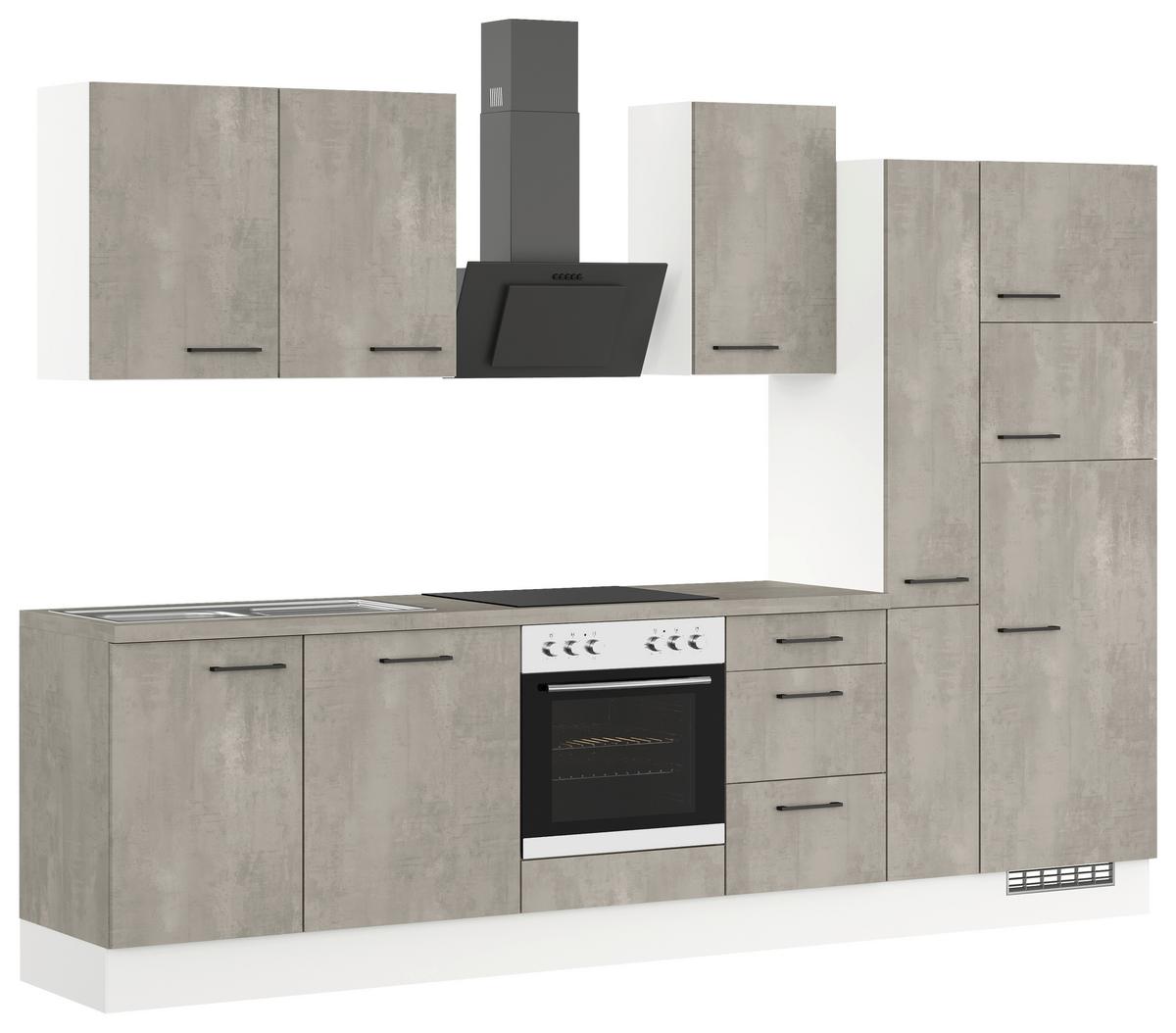Küchenblock Ip120 Grau/Weiß B: 310 cm - Eichefarben/Weiß, Trend, Holzwerkstoff (310cm) - Impuls
