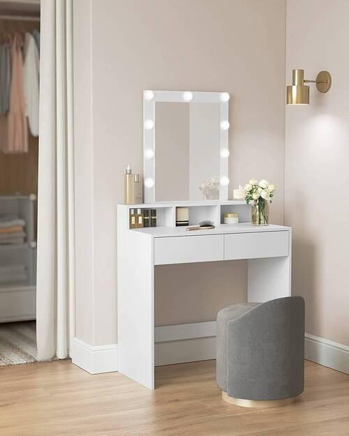 Schminktisch B: 80 cm Weiß - Weiß, Trend, Glas/Holzwerkstoff (80/40/145cm) - Boxxx