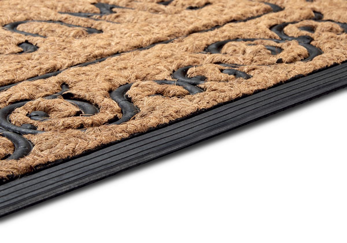 Kokosmatte Mix Mats Floral Border 45x75 - Hellbraun/Schwarz, Basics, Naturmaterialien/Kunststoff (45/75cm) - Hanse Home