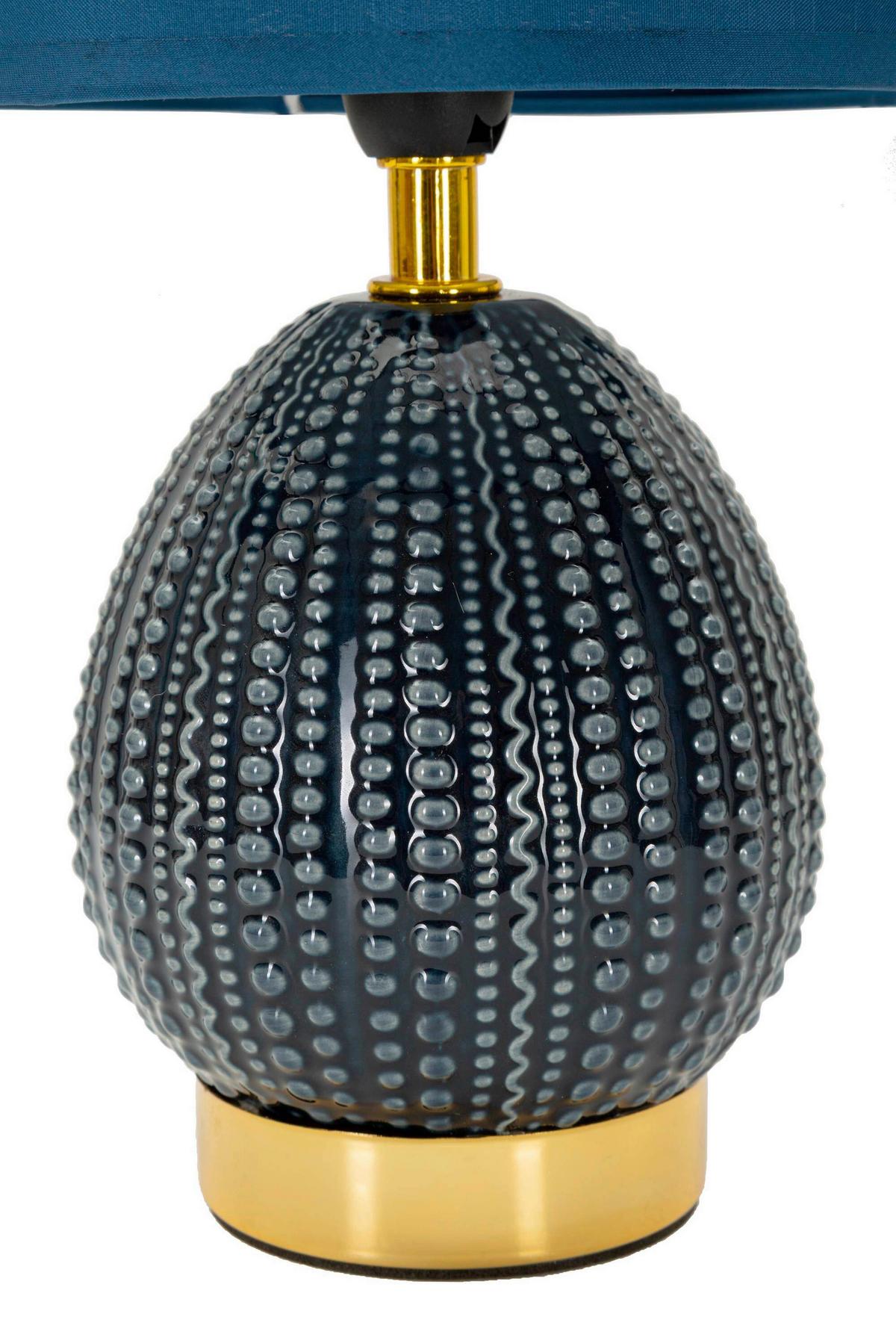 Tischleuchte Flavi Blau B: 15 cm - Blau, Basics, Keramik/Textil (15/30.5/15cm)