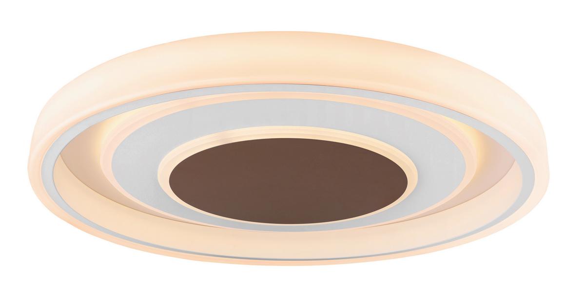 Led-deckenleuchte Goffi Ø 69 Cm Mit Farbtemperaturwechsler - Opal/Braun, Design, Kunststoff/Metall (69/10cm) - Globo