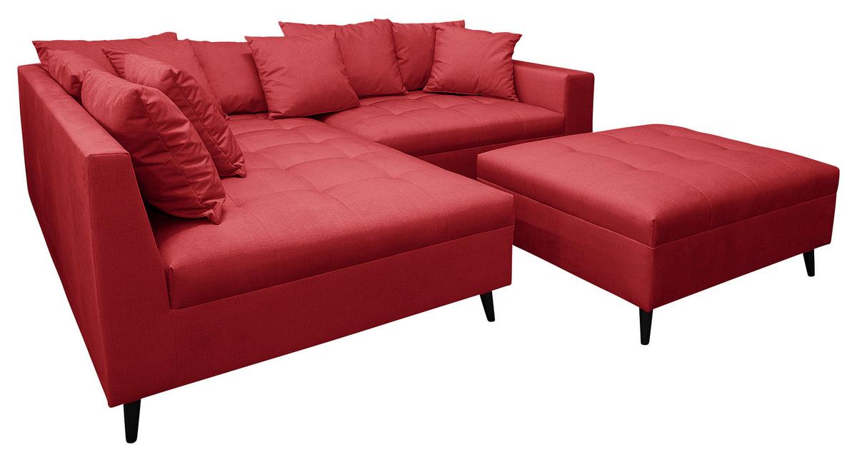 Ecksofa Pruno, Rot S: 174x247 Cm - Rot/Schwarz, Design, Textil (174/247cm) - MID.YOU