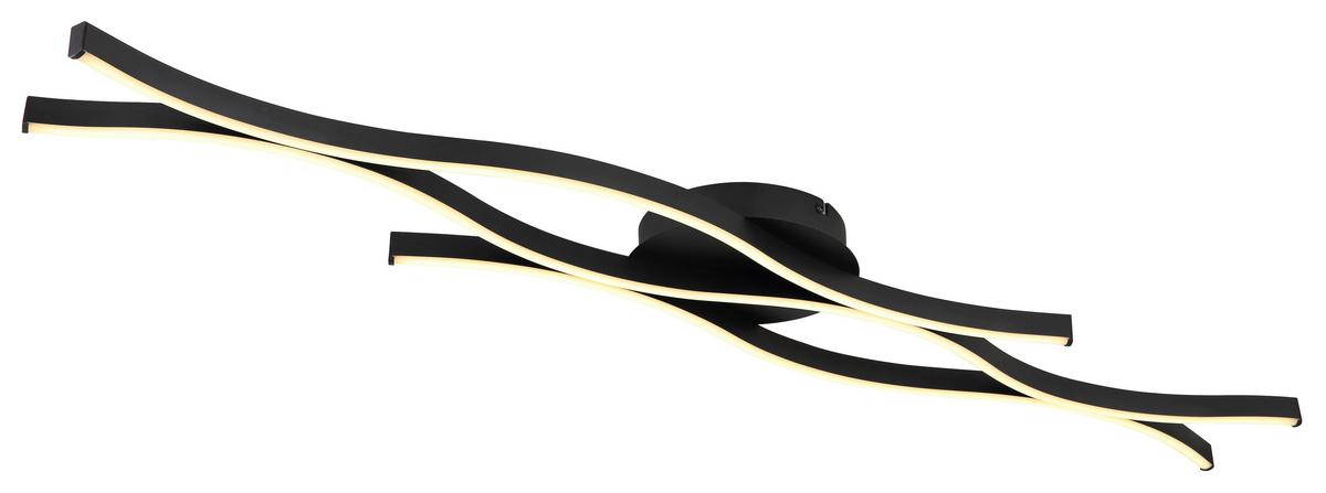 LED-Deckenleuchte Geronimo Schwarz Weiß L: 108 cm - Schwarz/Weiß, Design, Kunststoff/Metall (108/18/6cm) - Globo