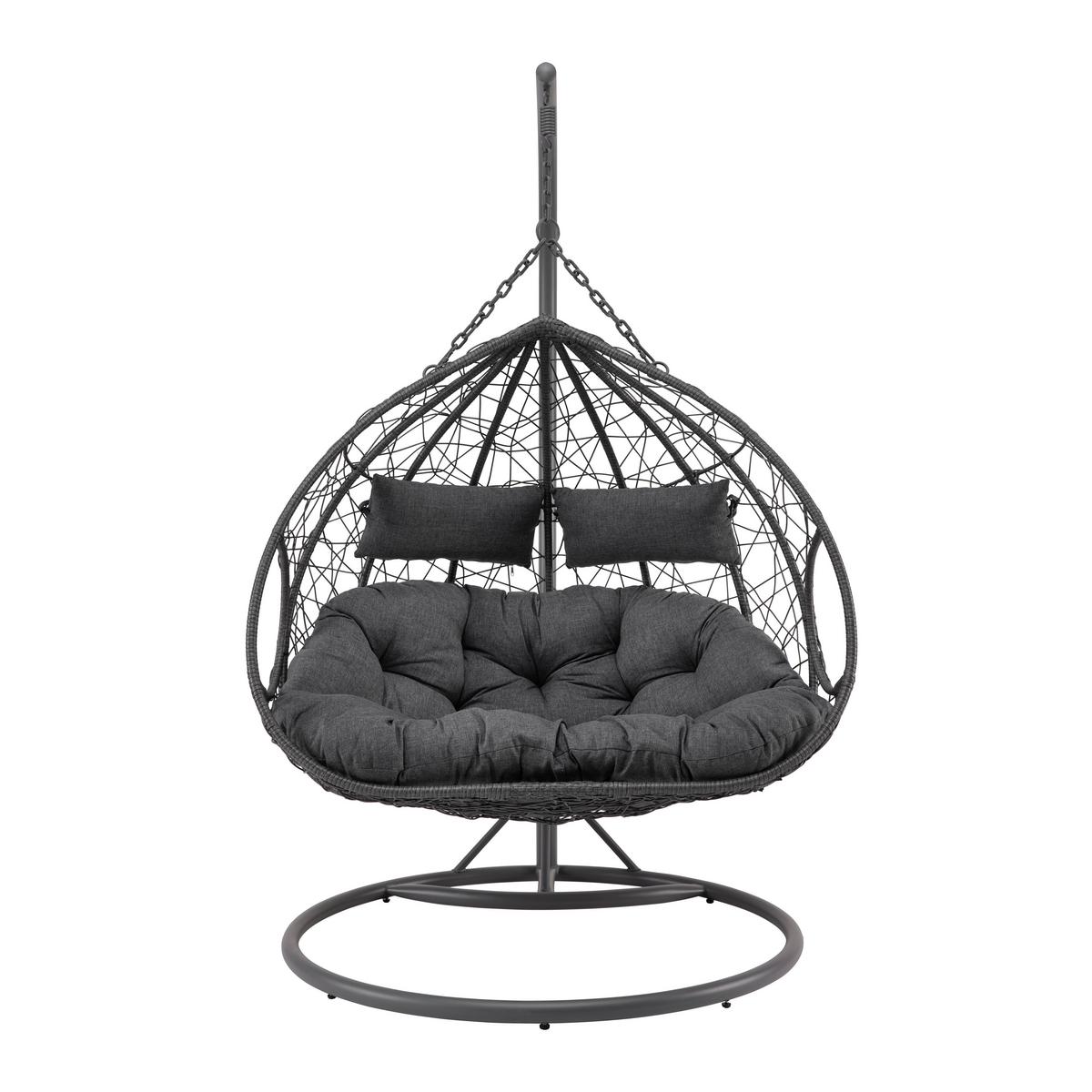 Závěsné křeslo ENEA šedé - šedá, Moderní, kov/textil (133/205/120cm) - Bessagi Garden