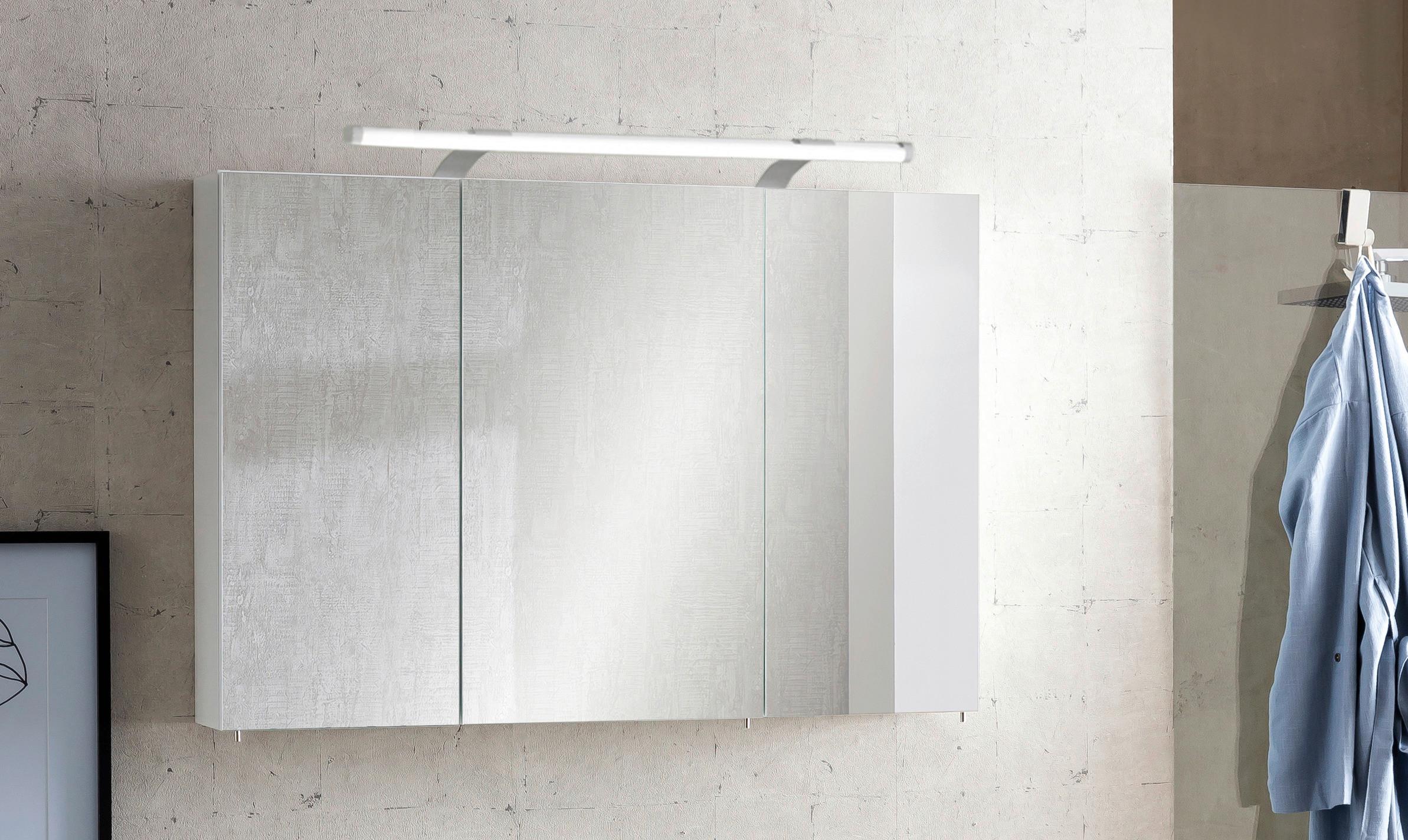 Spiegelschrank Dorina 1000 Mit Led 3-Türig B: 100 cm - Weiß Hochglanz/Weiß, MODERN, Glas/Holzwerkstoff (100/75,7/16cm) - MID.YOU