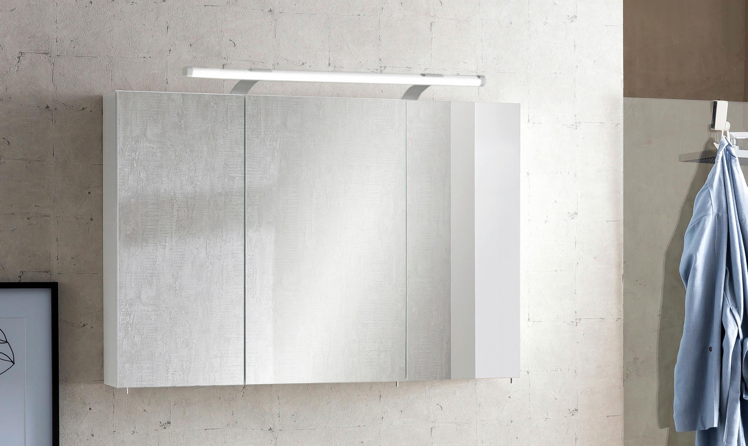 Spiegelschrank Dorina 1000 Mit Led 3 Türen, Weiß - Weiß Hochglanz/Weiß, MODERN, Glas/Holzwerkstoff (100/75,7/16cm) - MID.YOU
