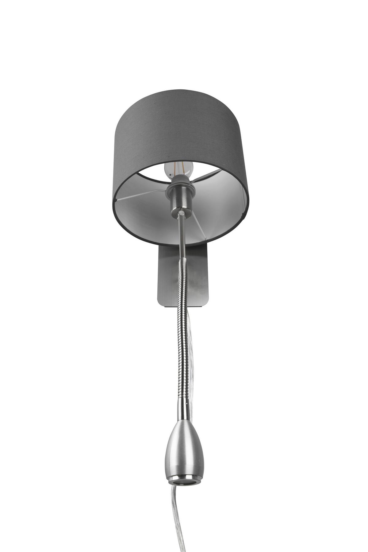 LED-Wandleuchte 2-Flammig Flexarm, Getrennt Schaltbar - Grau/Nickelfarben, Design, Textil/Metall (20/23cm) - Trio Leuchten