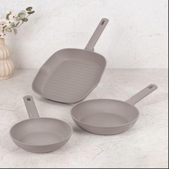 Pfannenset 3-Tlg, Taupe - Basics, Metall