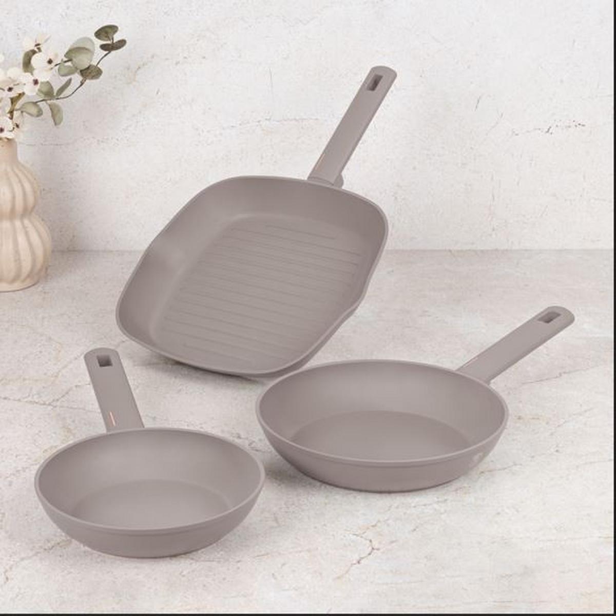 Pfannenset 3-Tlg, Taupe - Basics, Metall