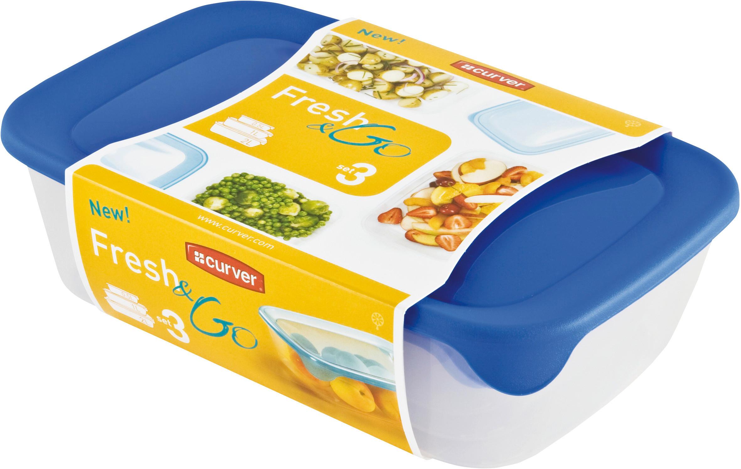 Ételtároló Készlet Fresh&go - kék/átlátszó, műanyag (17/7.4/26cm)