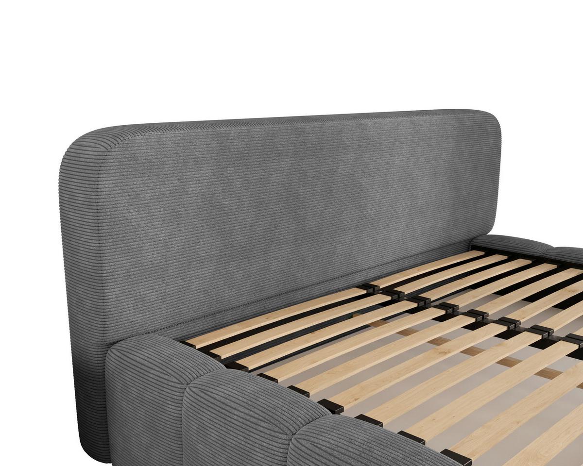 Polsterbett Deli 140 Anthrazit LF: 140x200cm - Anthrazit/Schwarz, MODERN, Textil/Metall (140/200cm) - MID.YOU