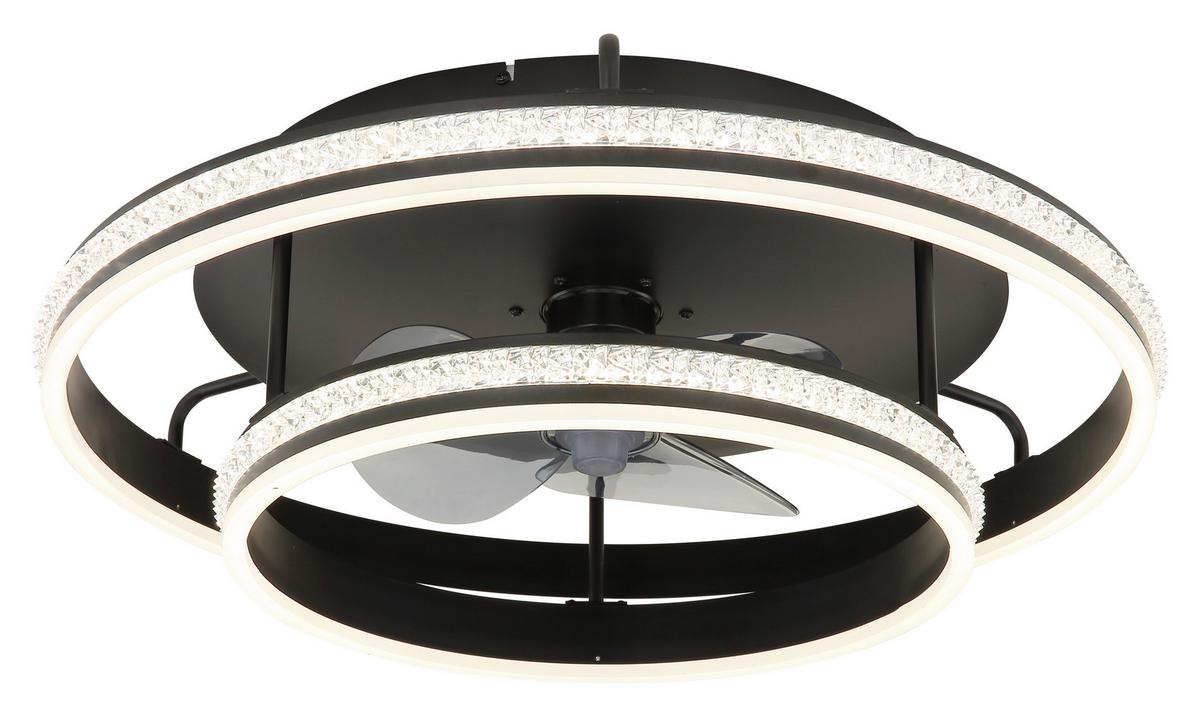 Deckenventilator 230V, 40W, ca. 60x20 cm - Klar/Schwarz, Design, Kunststoff/Metall (60/20cm) - Globo