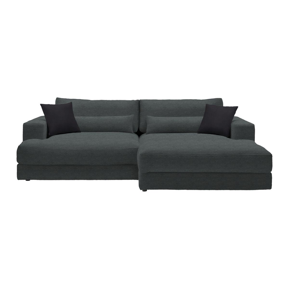 Rohová sedačka FABIONA, pravá, grafitový menč. / grafitová - grafitová, Modern, drevo (268/194cm) - Premium Living