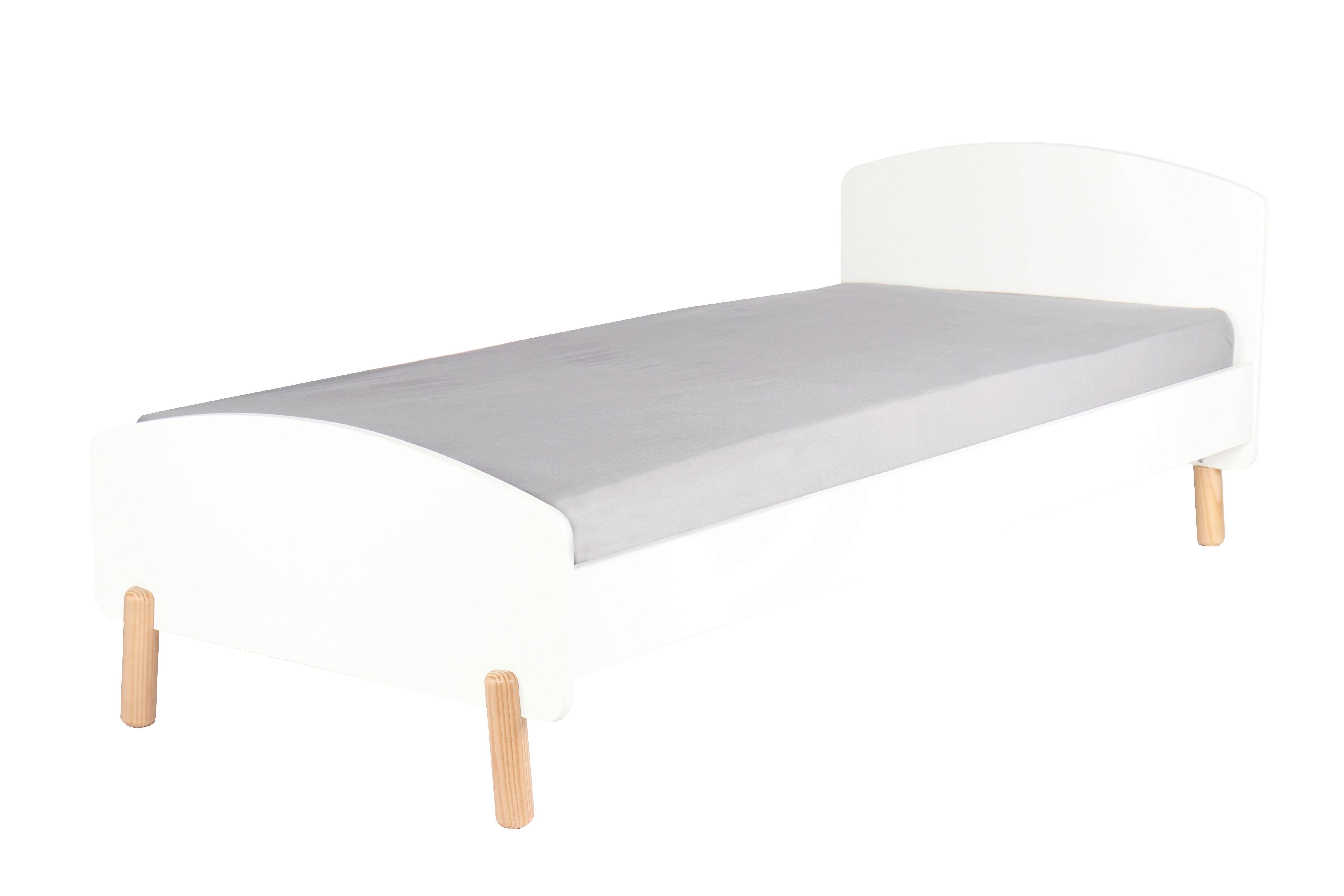 BETT Naturfarben/Weiß 90x200cm - Weiß/Naturfarben, Design, Holz/Holzwerkstoff (90/200cm) - Livetastic