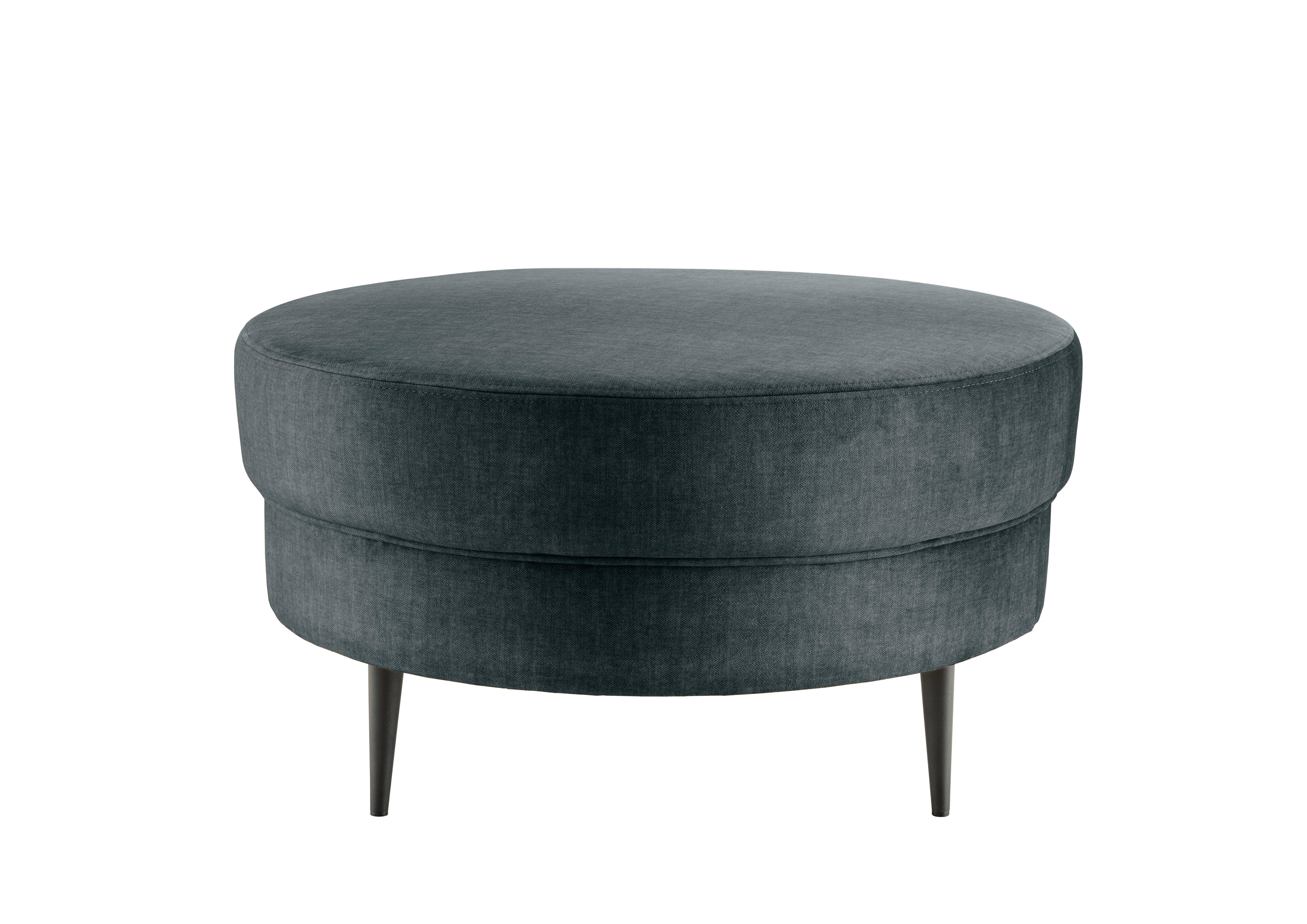 Hocker Pistaccio Blau Velours, D: 80 cm - Blau/Schwarz, MODERN, Textil (80/43cm) - Livetastic