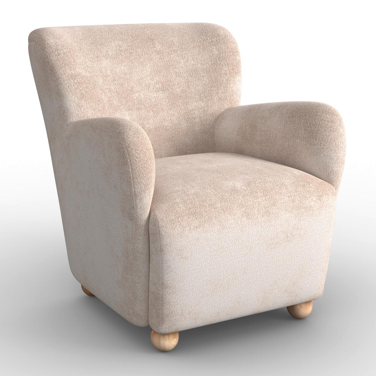 Kreslo LEA, béžová ženilka, max. 140 kg - prírodná farba/béžová, Modern, kov/drevo (76/85/84cm)