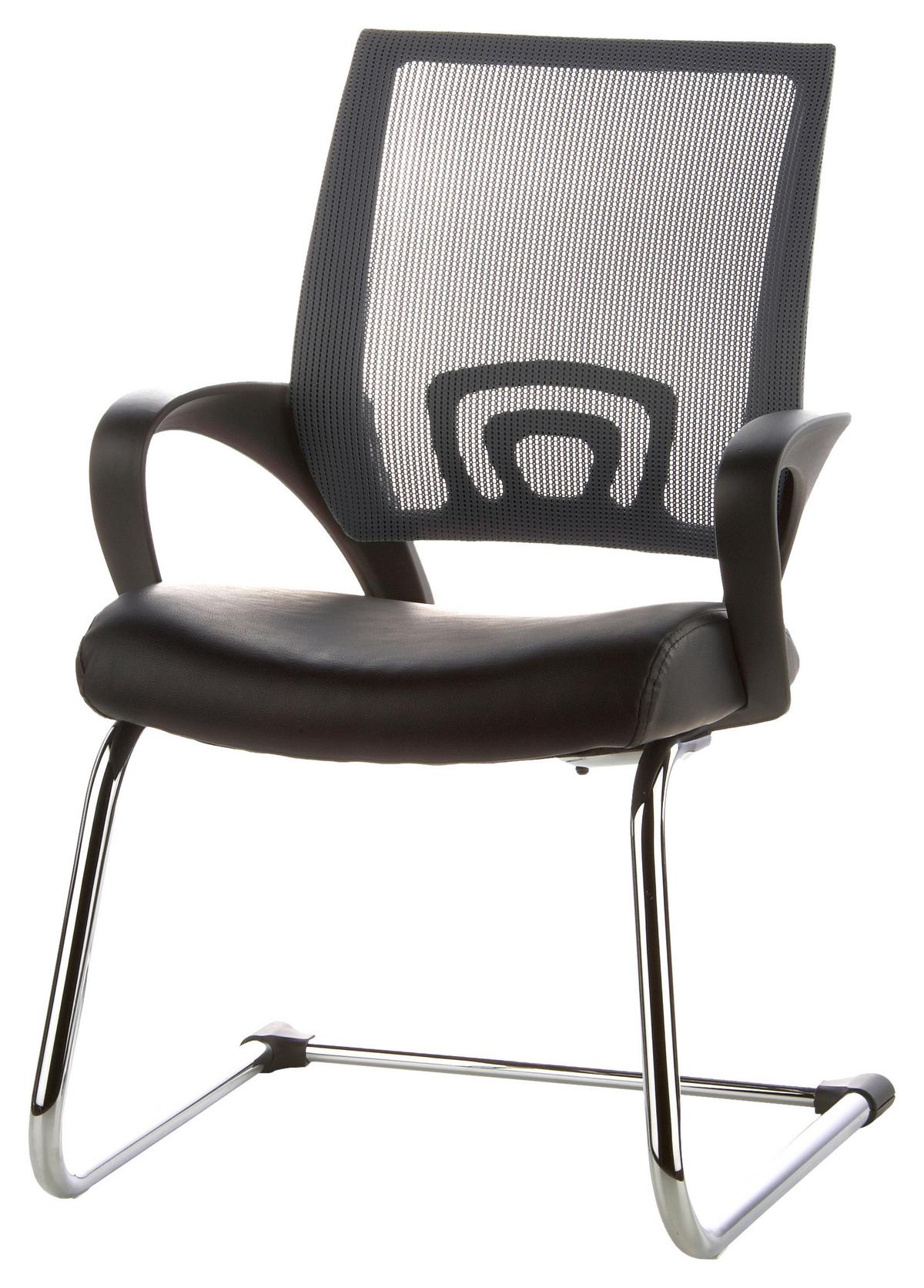 Besucherstuhl Visto Net V Grau/Schwarz Bis 110 Kg - Silberfarben/Schwarz, Basics, Kunststoff/Textil (57/98/52cm) - MID.YOU