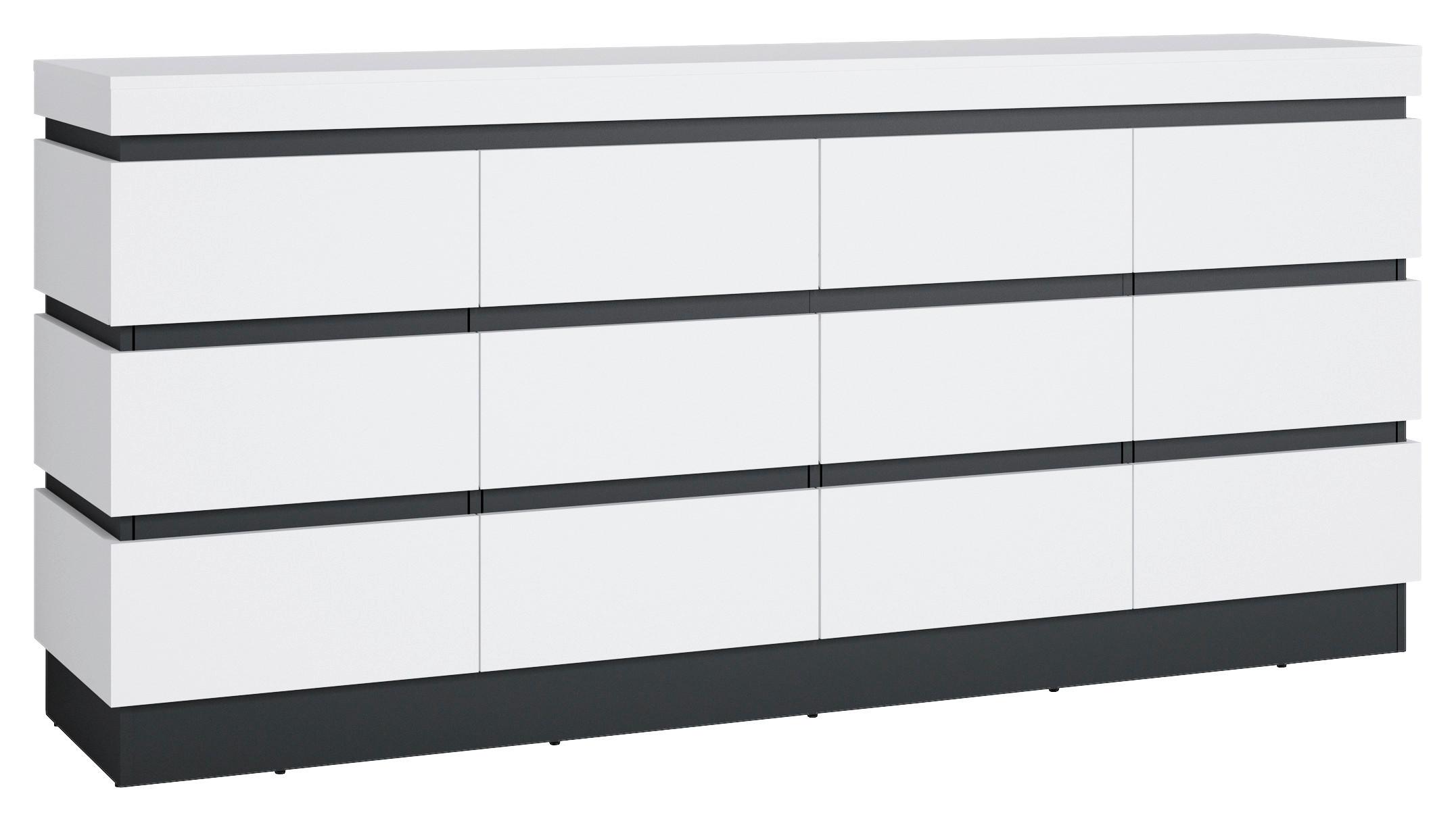 Sideboard Campania Anthrazit, Weiß B: 201,2 Cm - Anthrazit/Weiß, Trend, Holzwerkstoff (201,2/92,5/45cm)