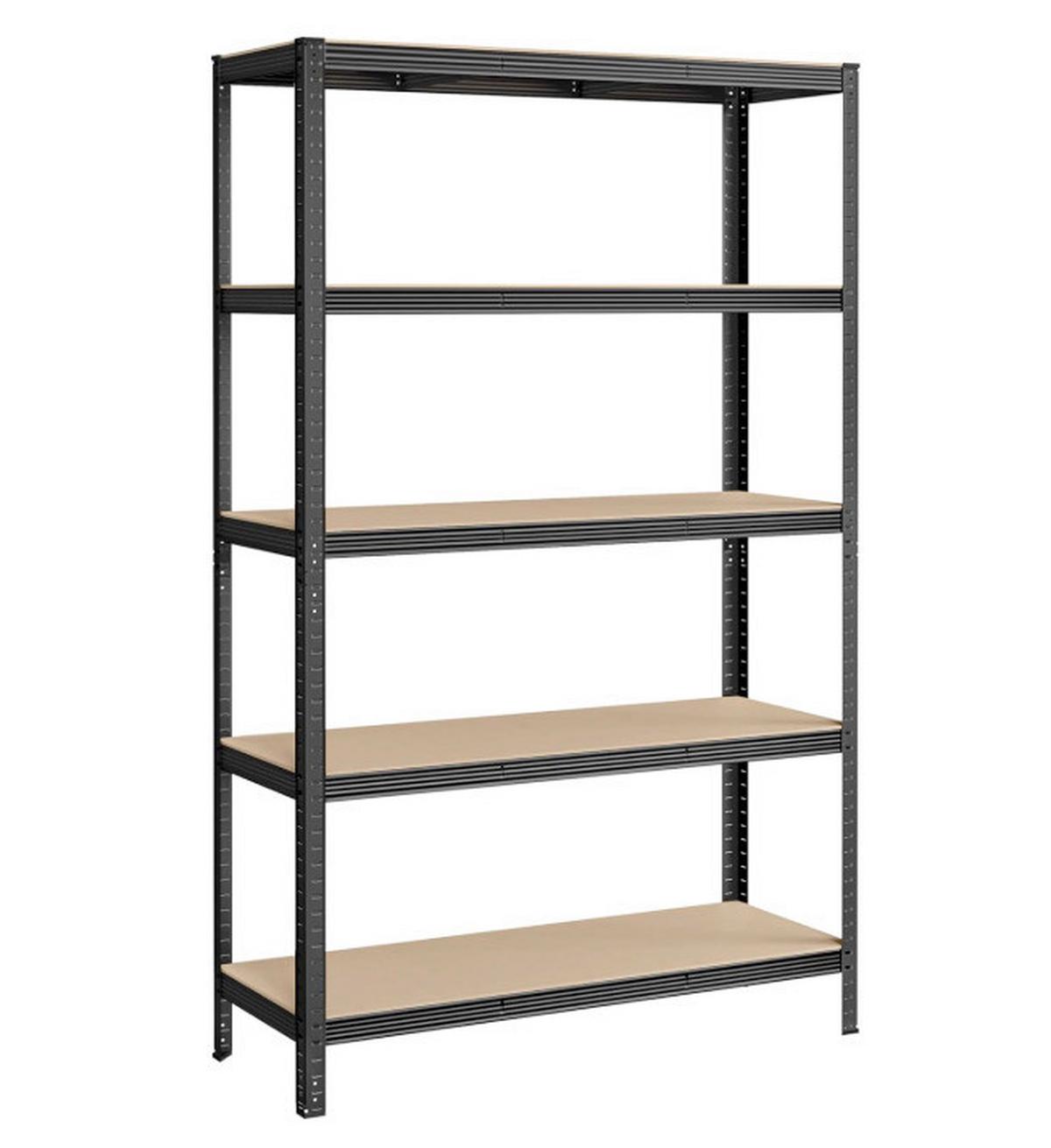 Schwerlastregal Schwarz, Hellbraun B: 120 cm - Hellbraun/Schwarz, Basics, Holzwerkstoff/Metall (120/200/60cm)