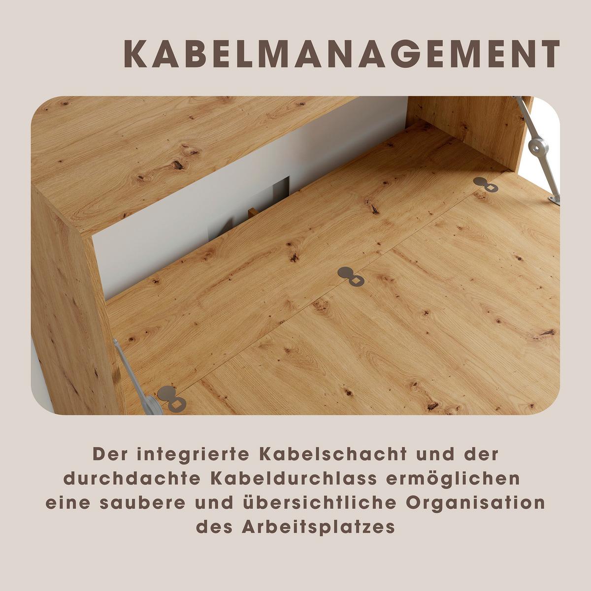 Sekretär Montana - Schwarz/Eiche Artisan, MODERN, Holzwerkstoff/Kunststoff (120/40/127cm) - MID.YOU